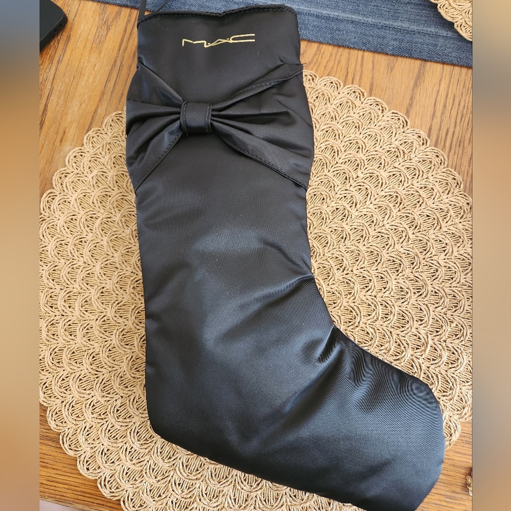 MAC COSMETICS Black Christmas Stocking with MAC Logo in Gold